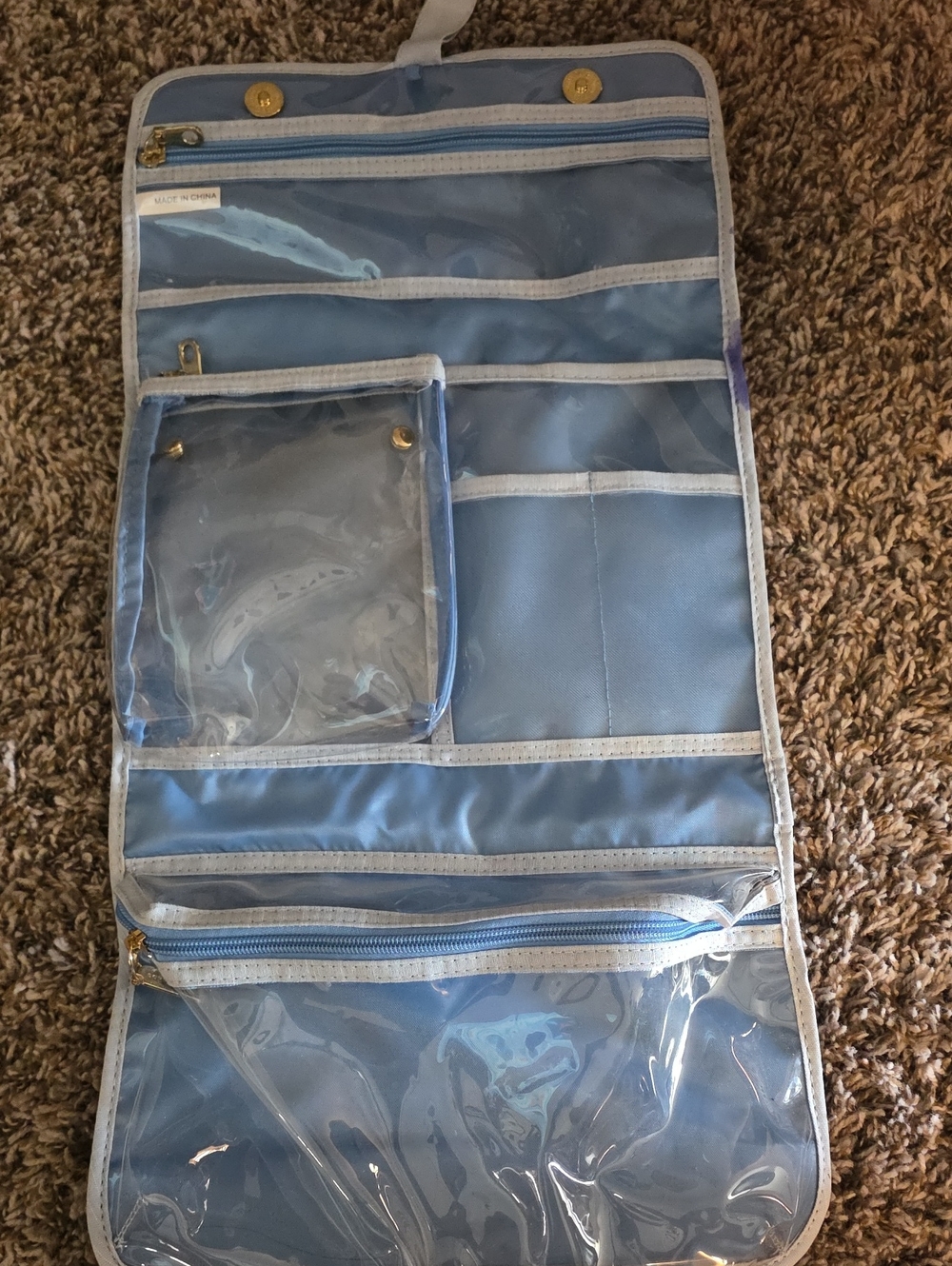 Blue Hanging Travel Jewelry & Accessory Organizer